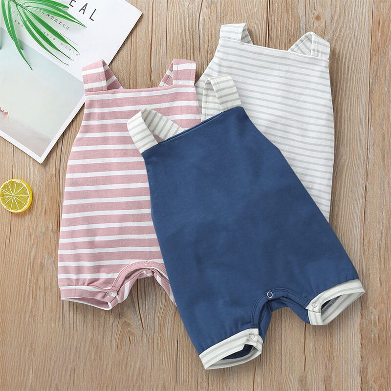 Sleeveless striped short romper