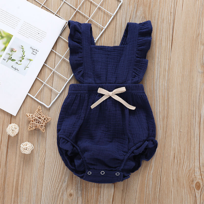 Solid color princess sleeveless triangle romper jumpsuit