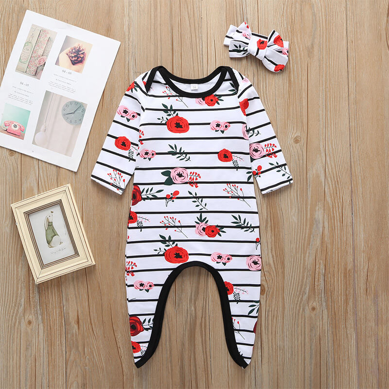 One-piece pajamas long-sleeved printed anti-kick robe