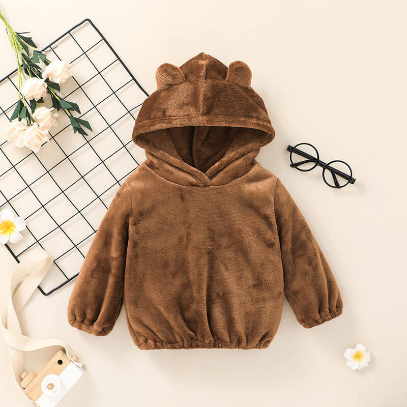 Pure color cute hooded sweater