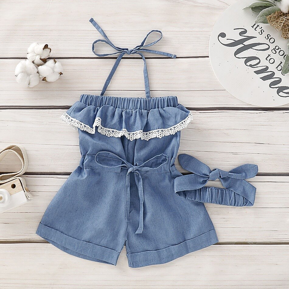 Children's jeans lace suspenders