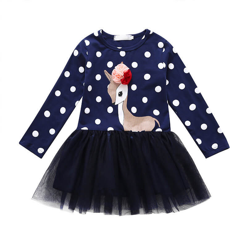 Navy blue flower deer tutu skirt