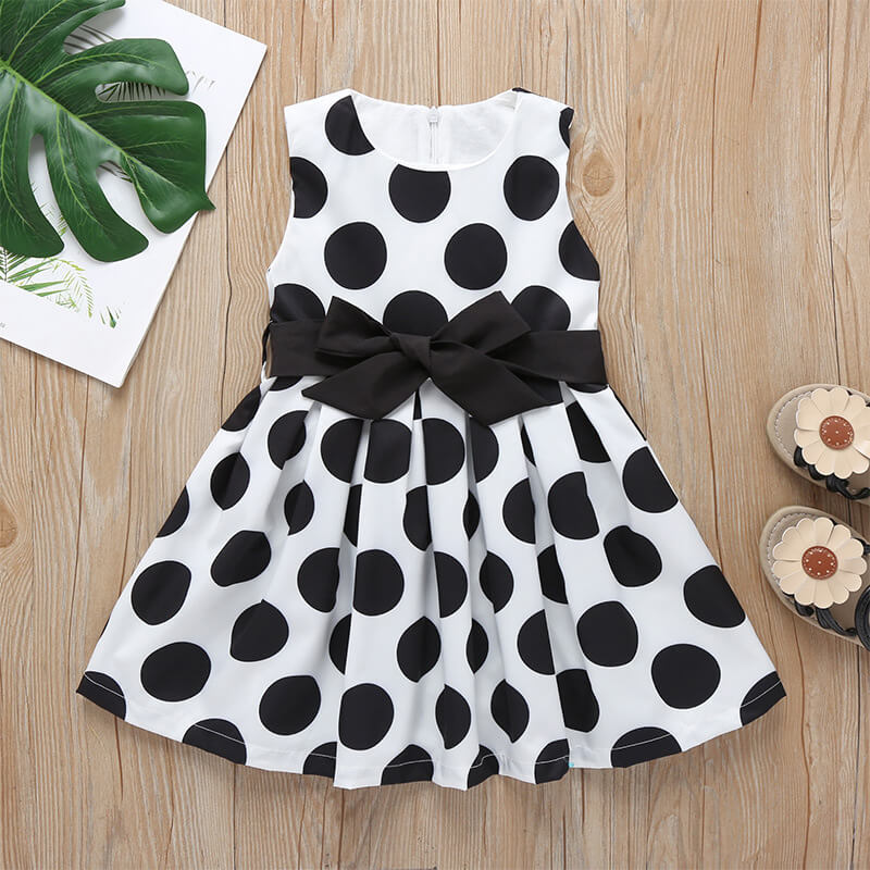 Sleeveless round neck bow dress