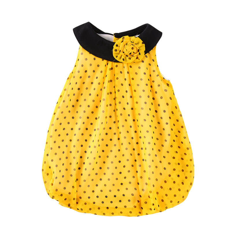 Girls' Striped Bow Sleeveless Bubble Dress