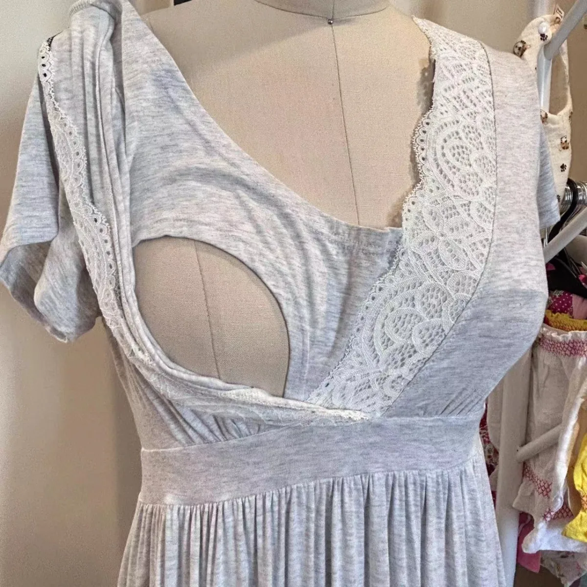 Women's V-Neck Short-Sleeve Maternity Nursing Dress