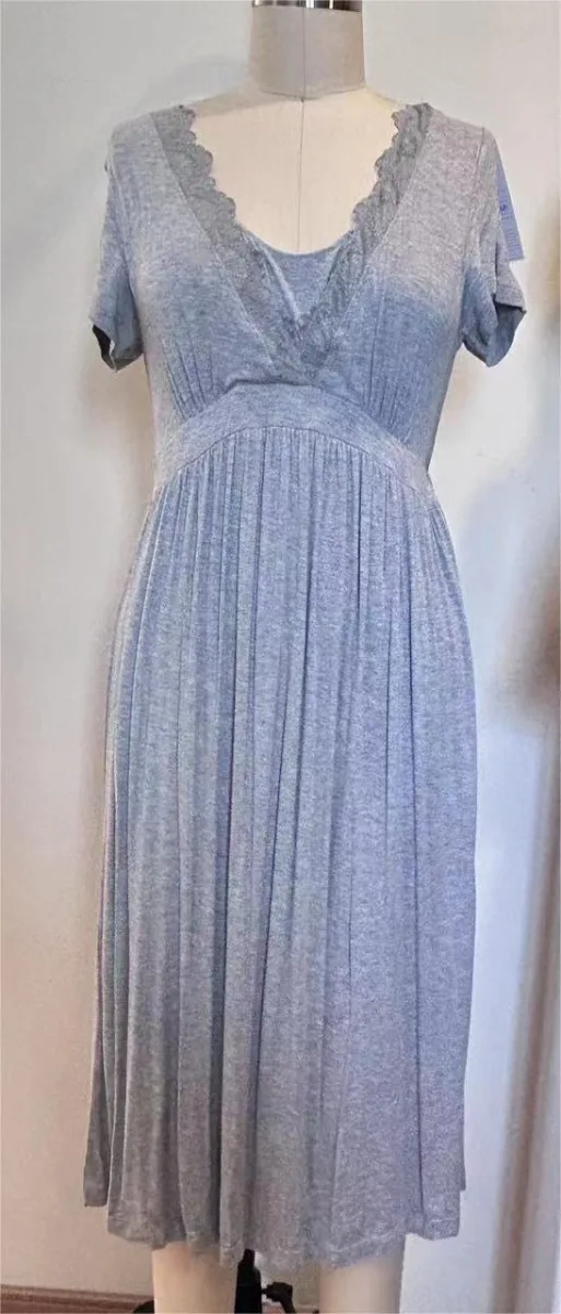 Women's V-Neck Short-Sleeve Maternity Nursing Dress