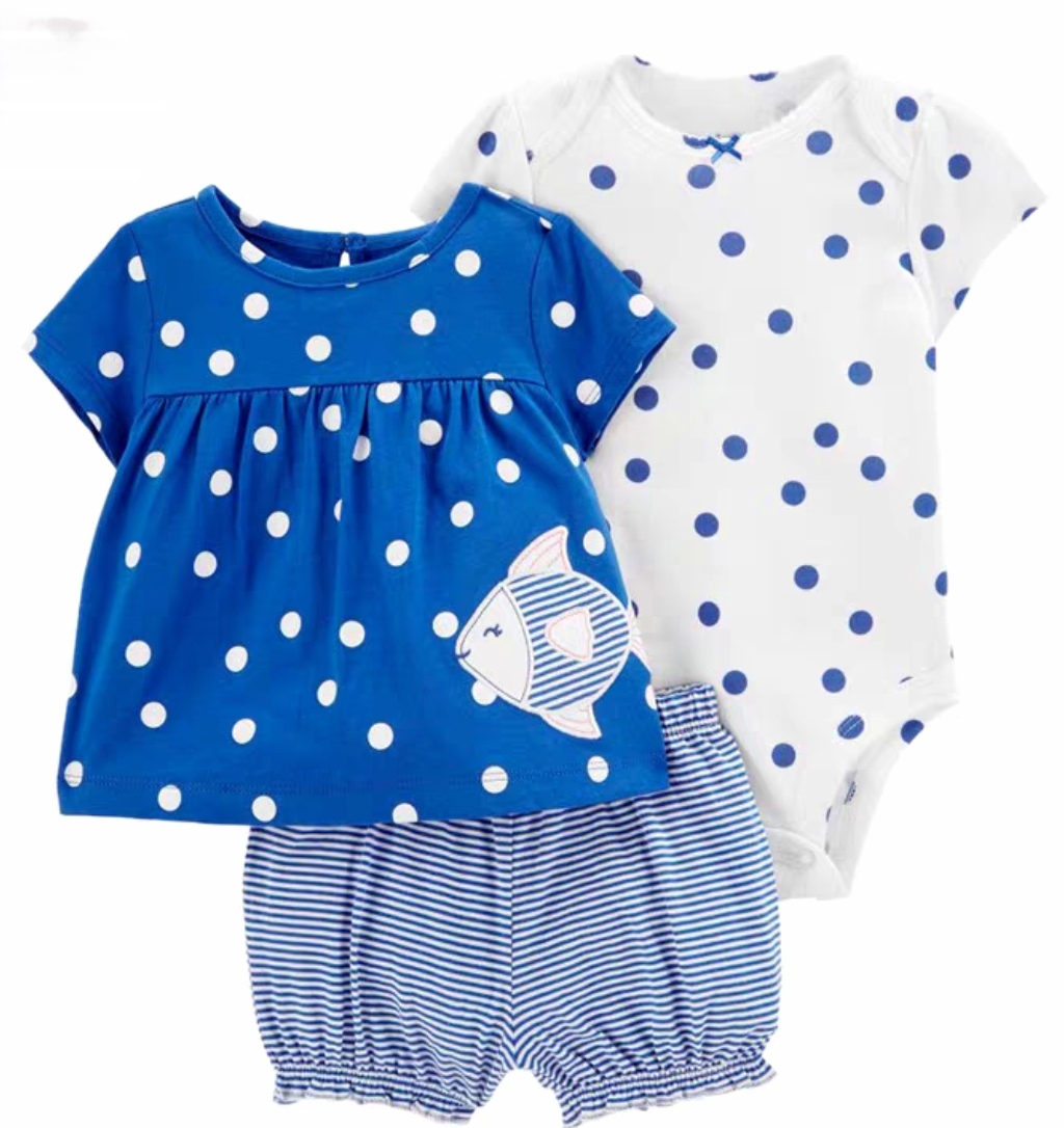 Baby Girl Polka-Dot 3-Piece Outfit Set