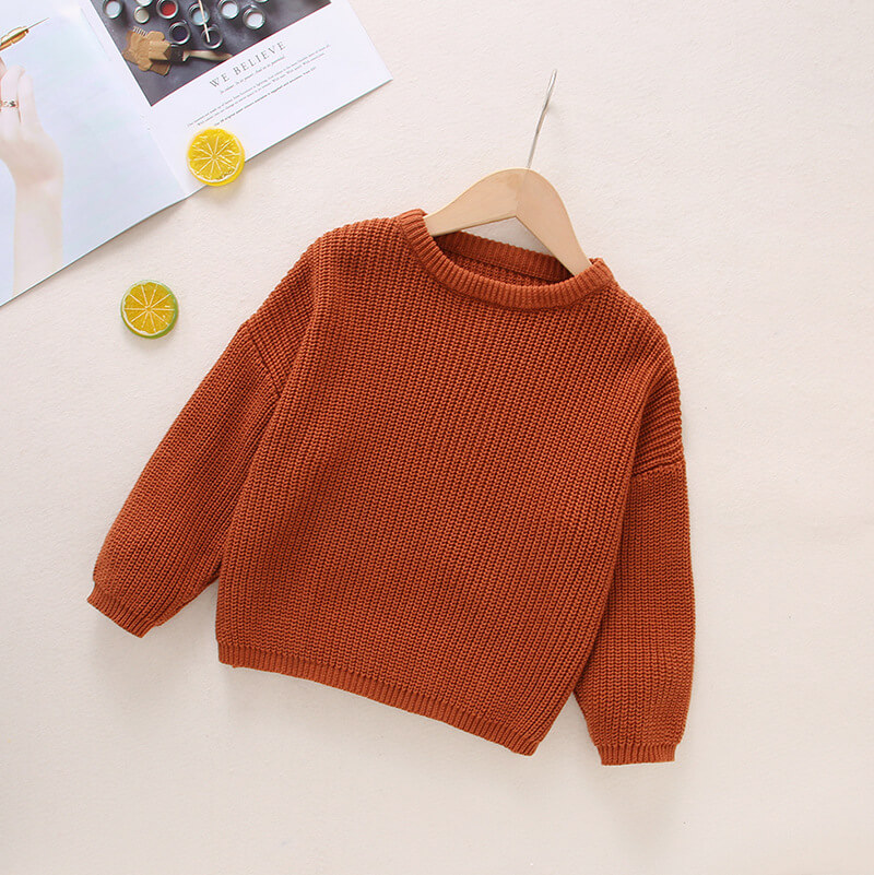 Kids' Solid Crewneck Knit Pullover Sweater