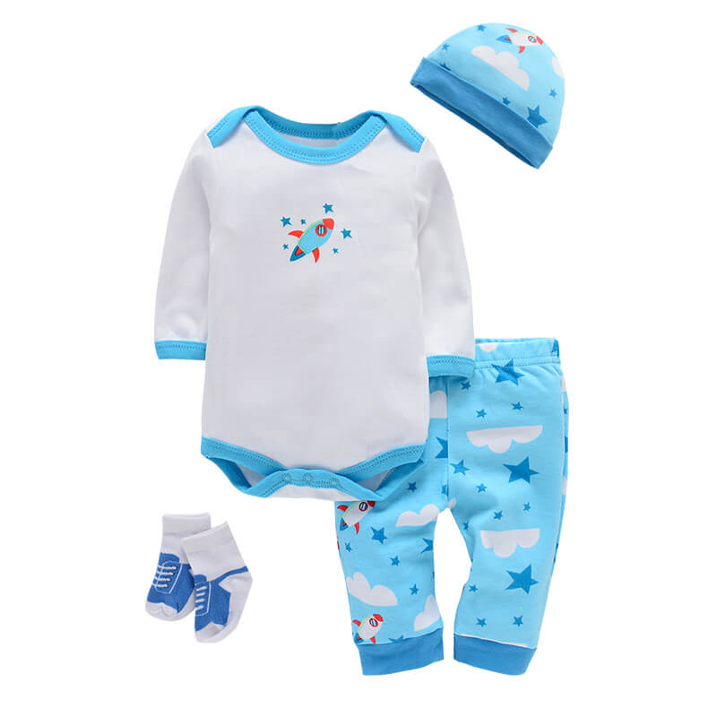 Baby Cartoon 4-Piece Outfit Set