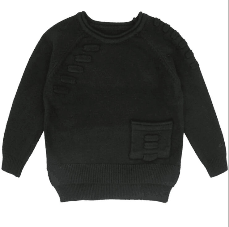 Kids' Solid Knit Pocket Pullover Sweater