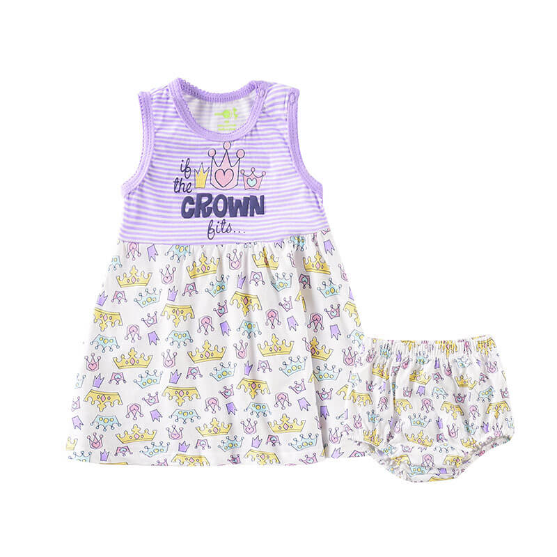 Baby Girl Printed Sleeveless Dress & Bloomers Set