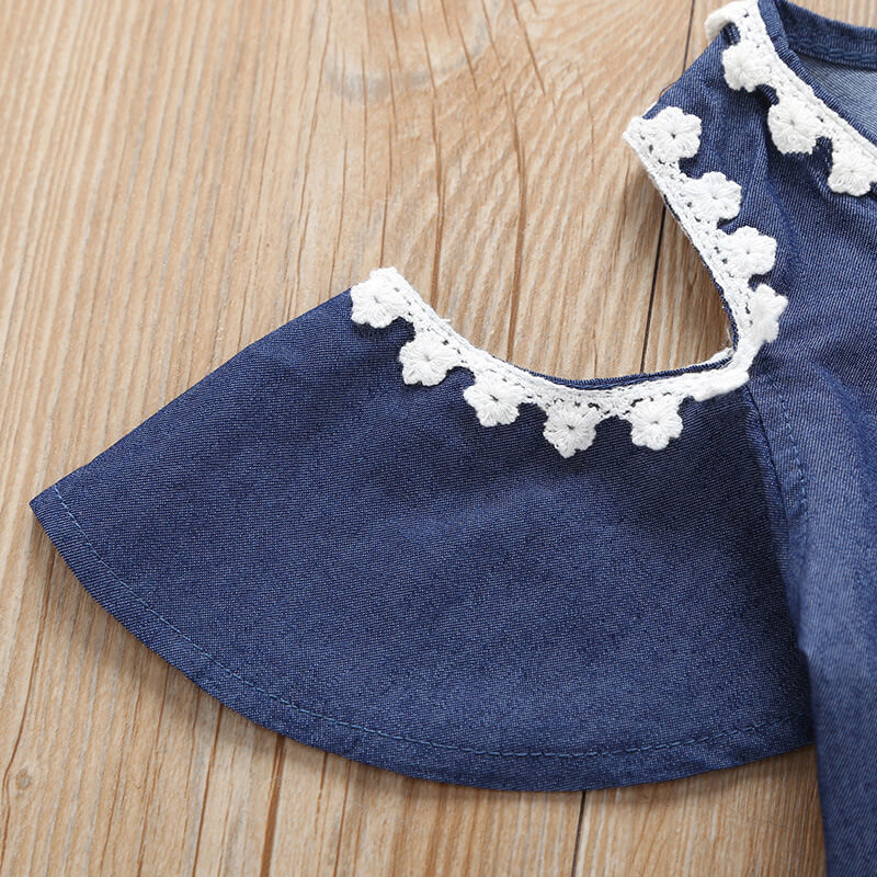 Girls' Peter Pan Collar Cold-Shoulder Dress