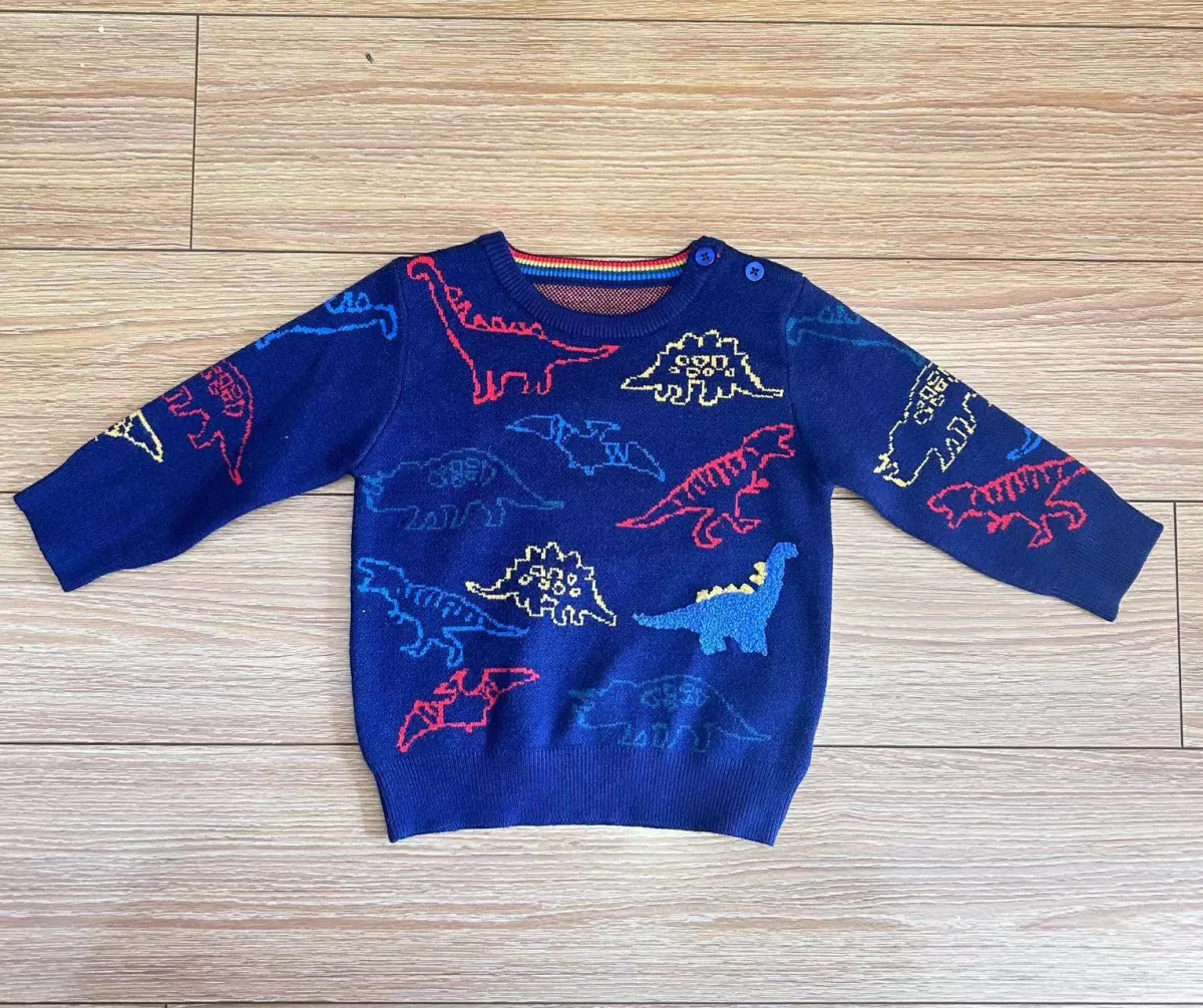 Niemowlęcy sweter dzianinowy z żakardowym motywem dinozaurów