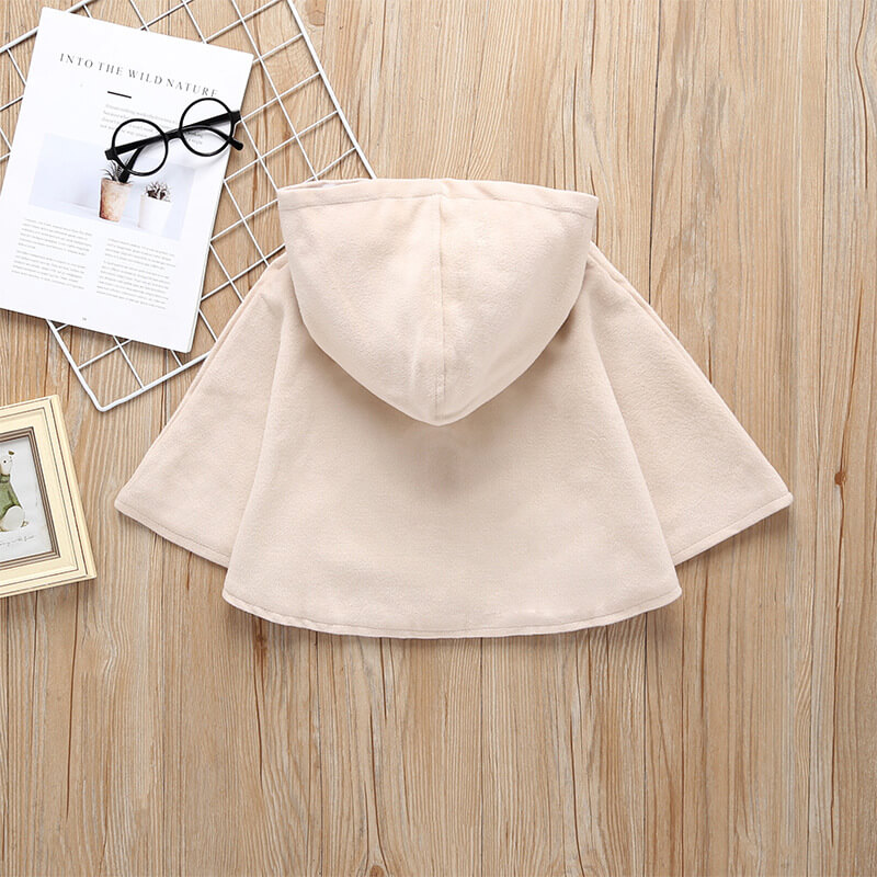 Girls' Hooded Cape Coat with Button Front