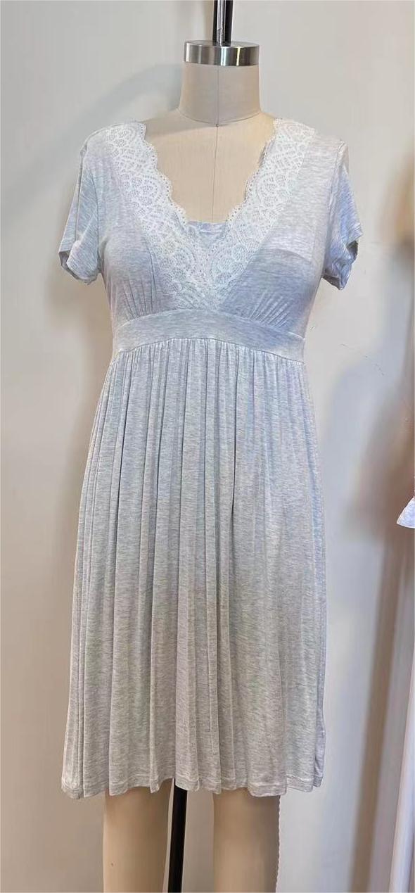 Women's V-Neck Short-Sleeve Maternity Nursing Dress