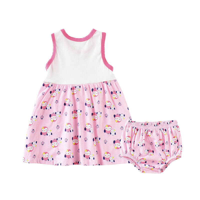 Baby Girl Printed Sleeveless Dress & Bloomers Set