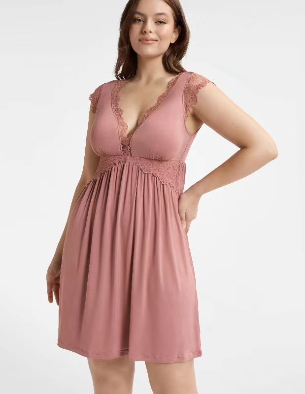 Women's Lace V-Neck Empire-Waist Nightdress