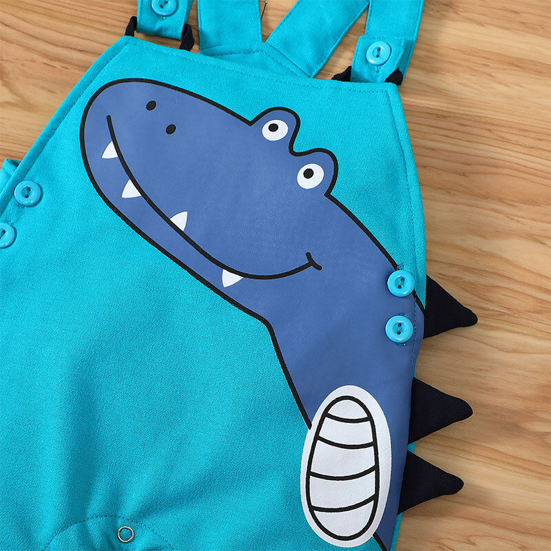 Baby Cartoon Dinosaur Bib Overalls