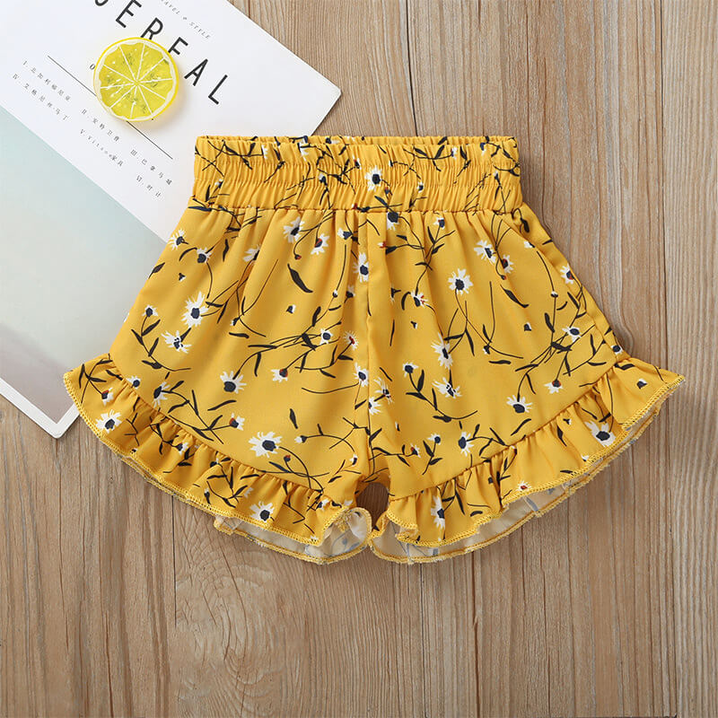 Girls' Floral Ruffle Shorts