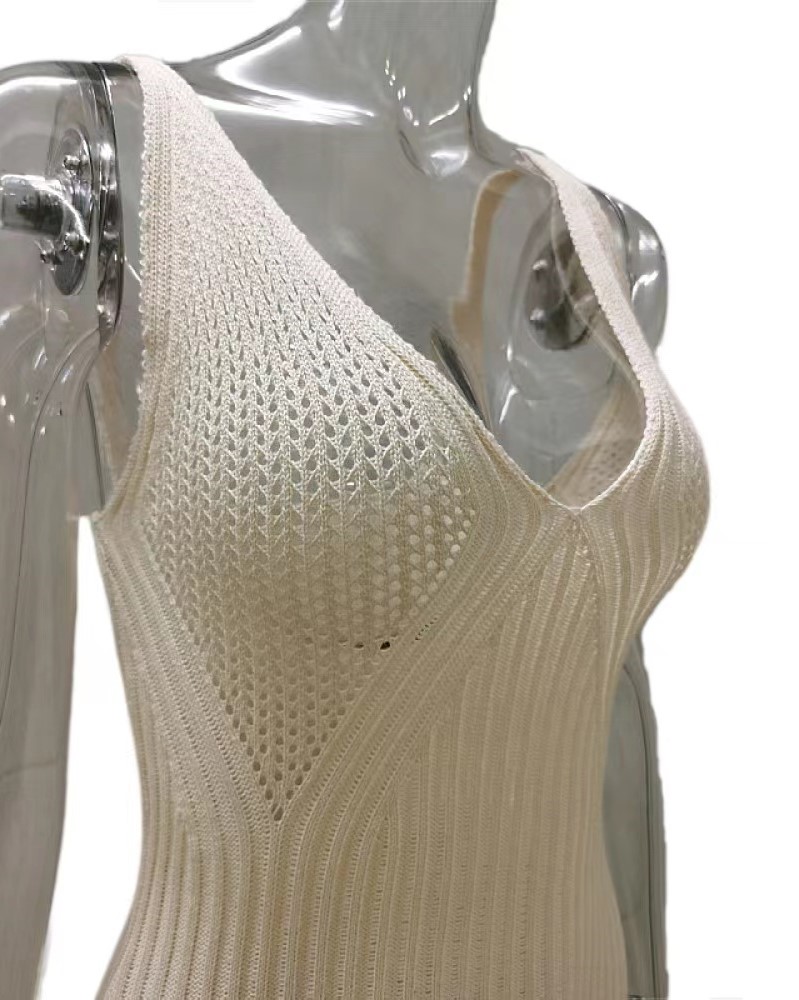 Women's Long-Sleeve Open-Knit Maxi Beach Cover-Up