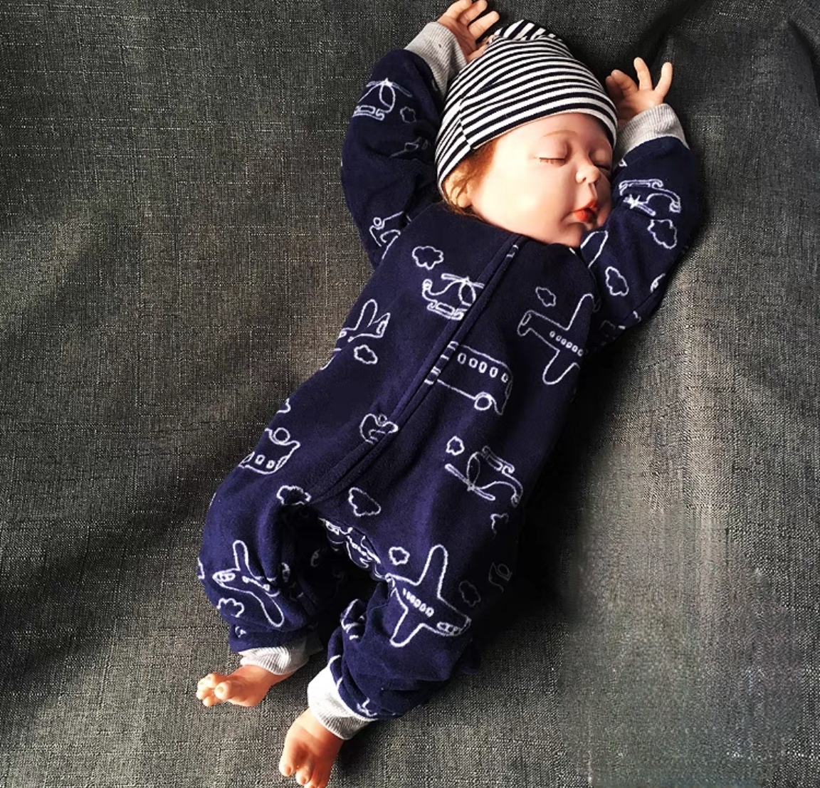 Baby Vehicle-Print Long-Sleeve Romper