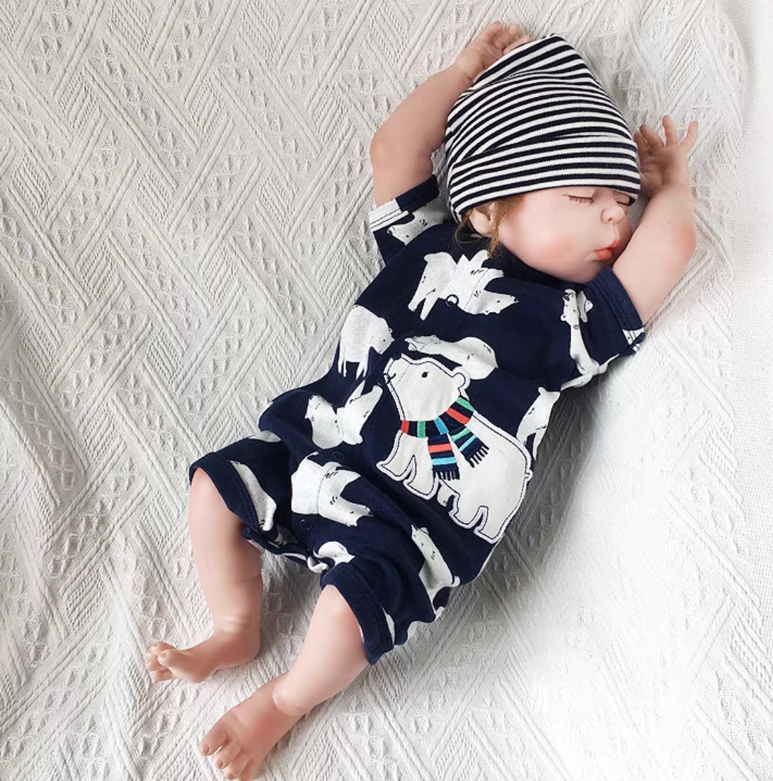 Baby Turquoise Cartoon Short-Sleeve Romper