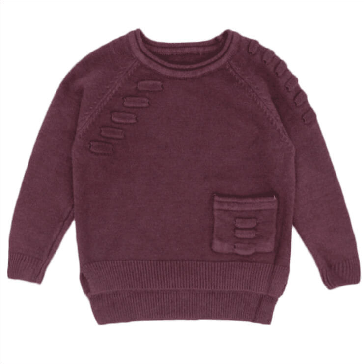 Kids' Solid Knit Pocket Pullover Sweater