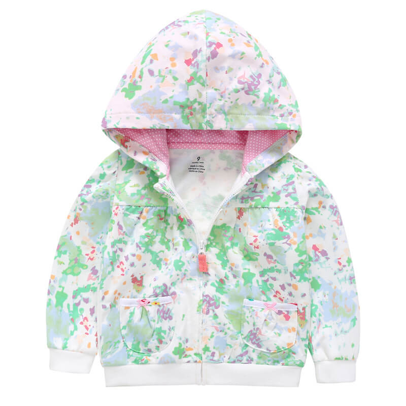 Girls' Floral-Print Zip Hoodie Jacket