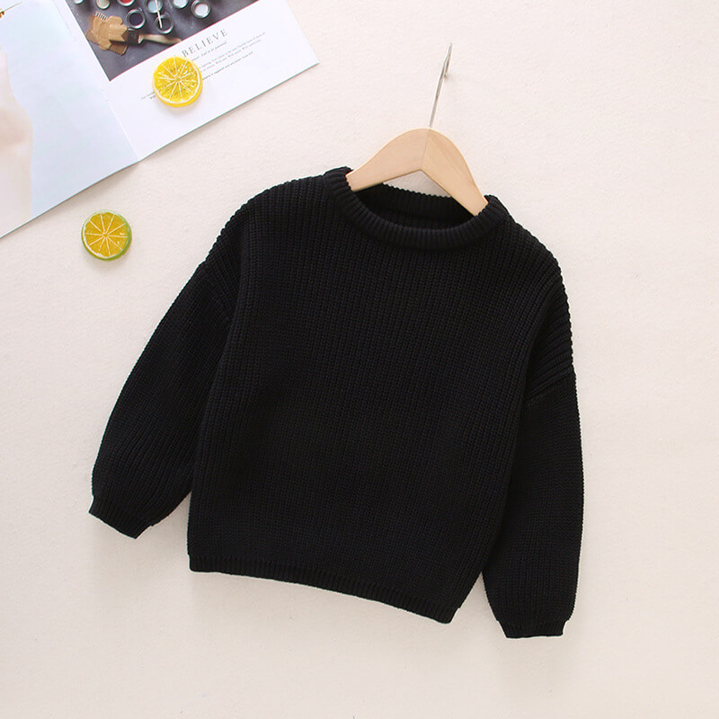 Kids' Solid Crewneck Knit Pullover Sweater