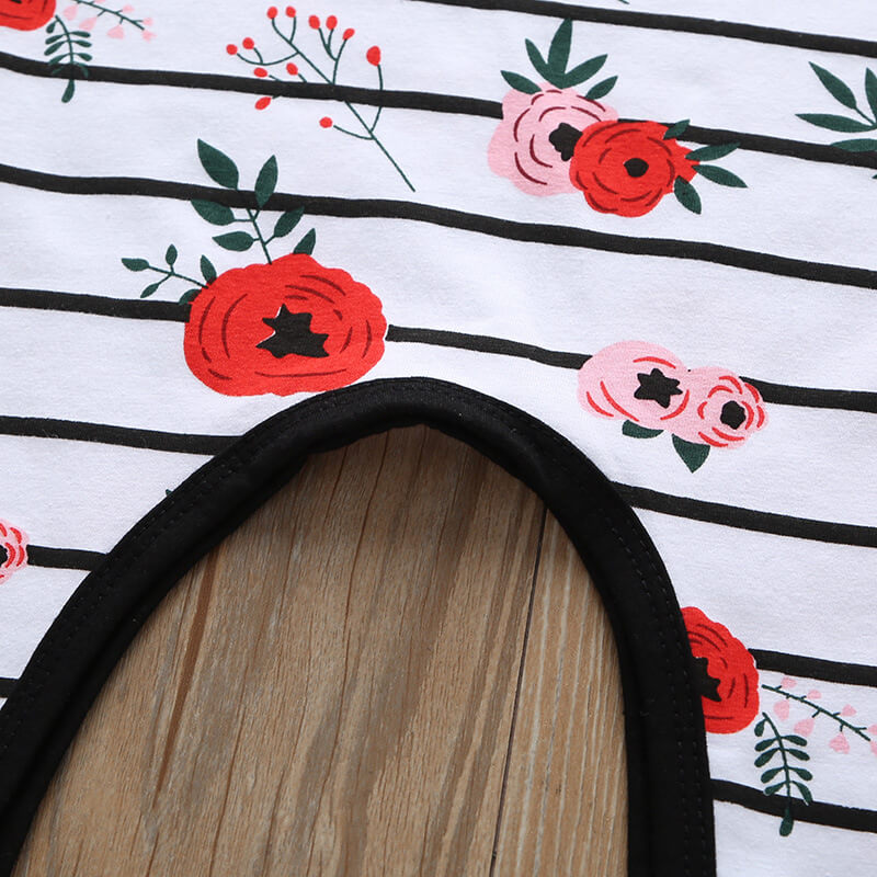 Baby Floral Stripe Long-Sleeve Romper