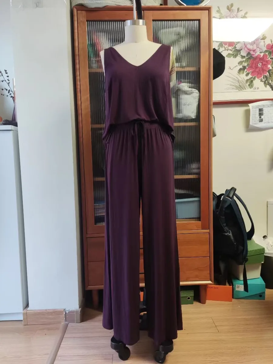 Women's V-Neck Sleeveless Wide-Leg Lounge Set