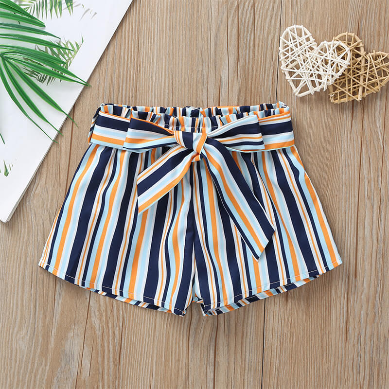 Girls' Striped Belted Shorts