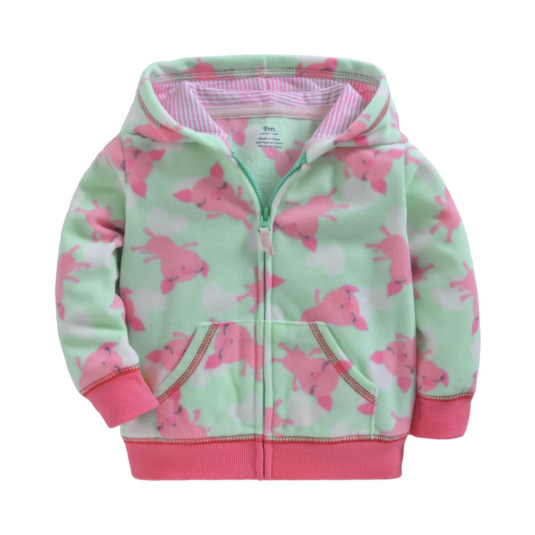 Girls' Polka-Dot Heart Zip Hoodie