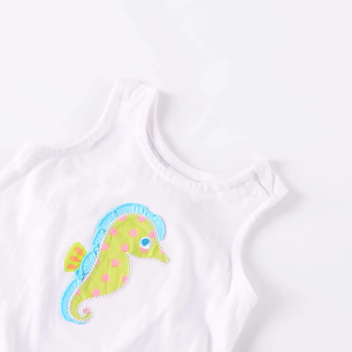 Girls' Seahorse Appliqué Sleeveless Summer Set