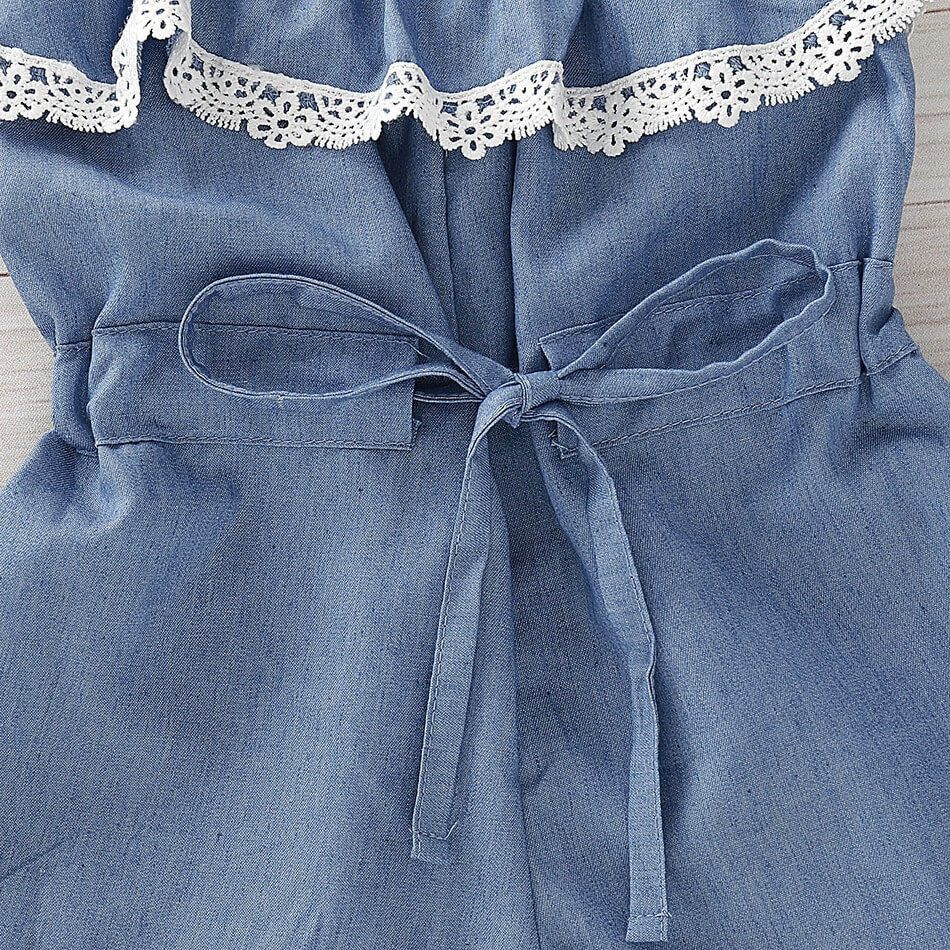 Girls' Ruffle Denim Overall Shorts