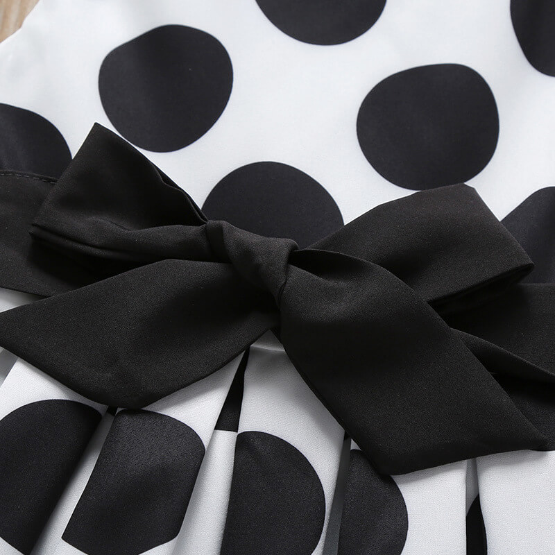 Girls' Polka-Dot Bow Sleeveless Dress