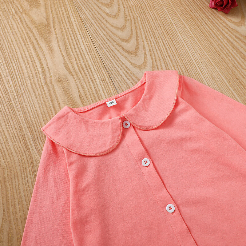 Girls' Peter Pan Collar Button-Up Pajama Set